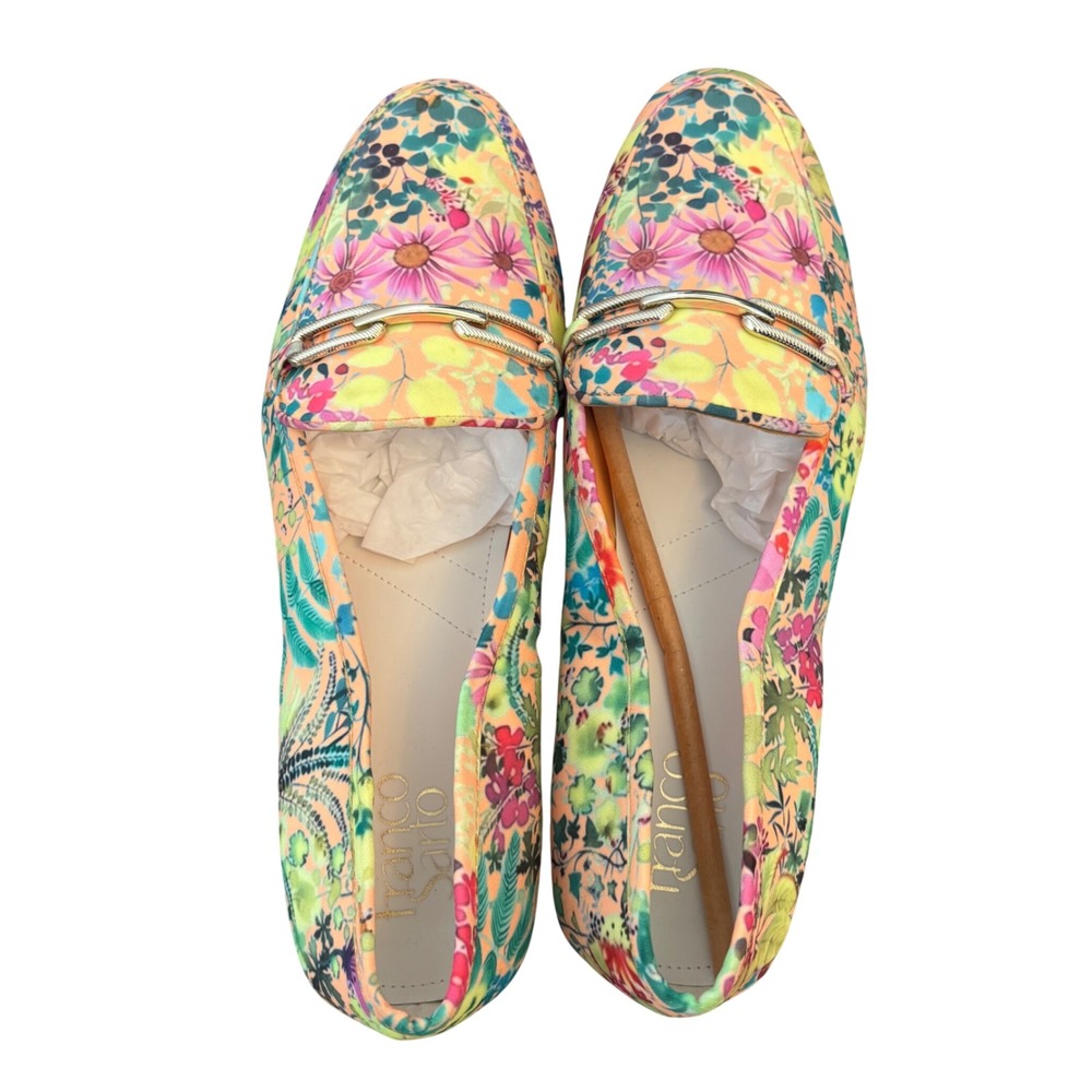 Franco Sarto Berola3 Womens Floral Fabric Loafers Gold Chain Multi Color 11M - Picture 5 of 12
